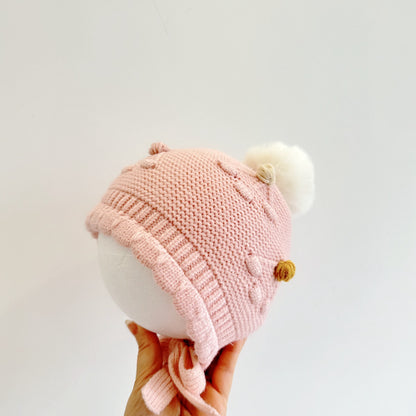 【HAT】波型ポンポンニット帽子SK101607