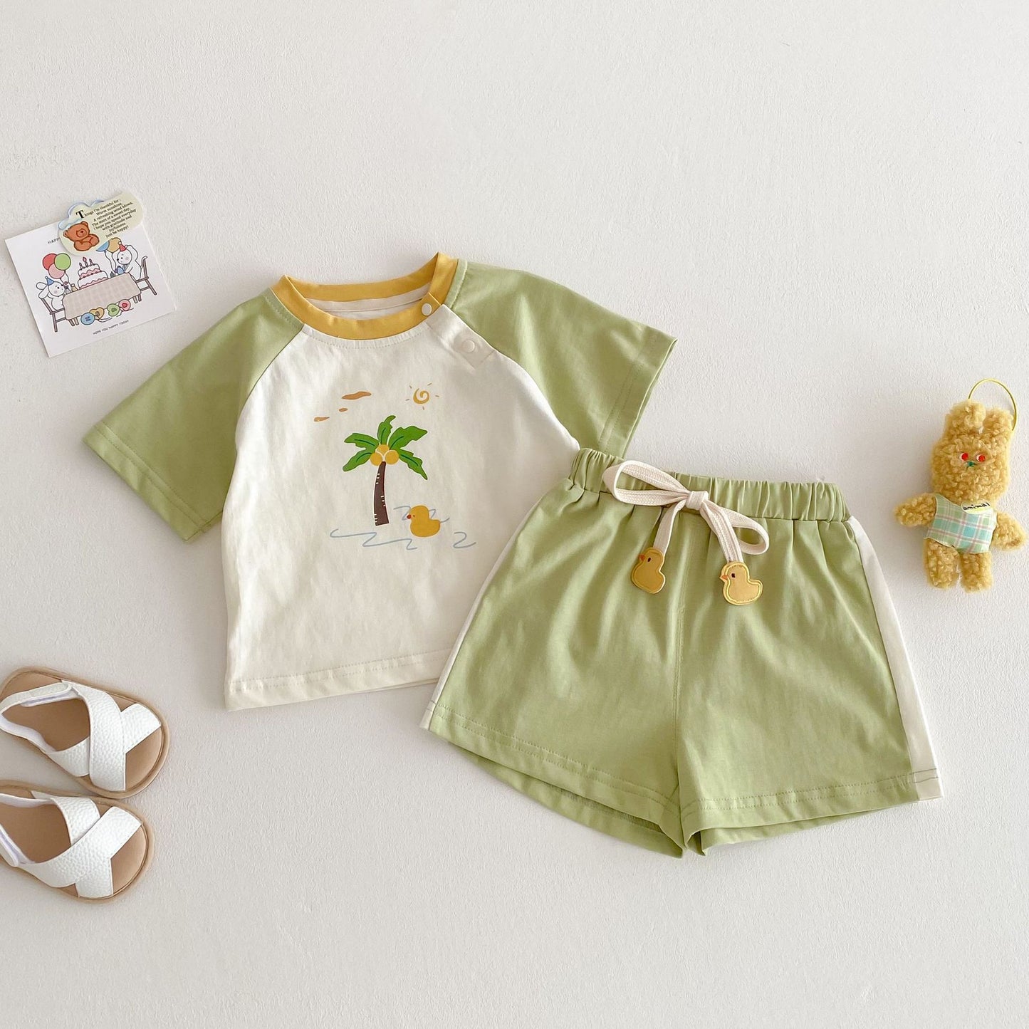 【BABY&KID】夏新作  カラーバリカートゥーンセットアップSK061807