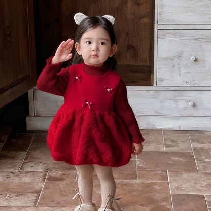 【BABY&KID】冬新作韓国風蝶結びジャンパースカートSK103134