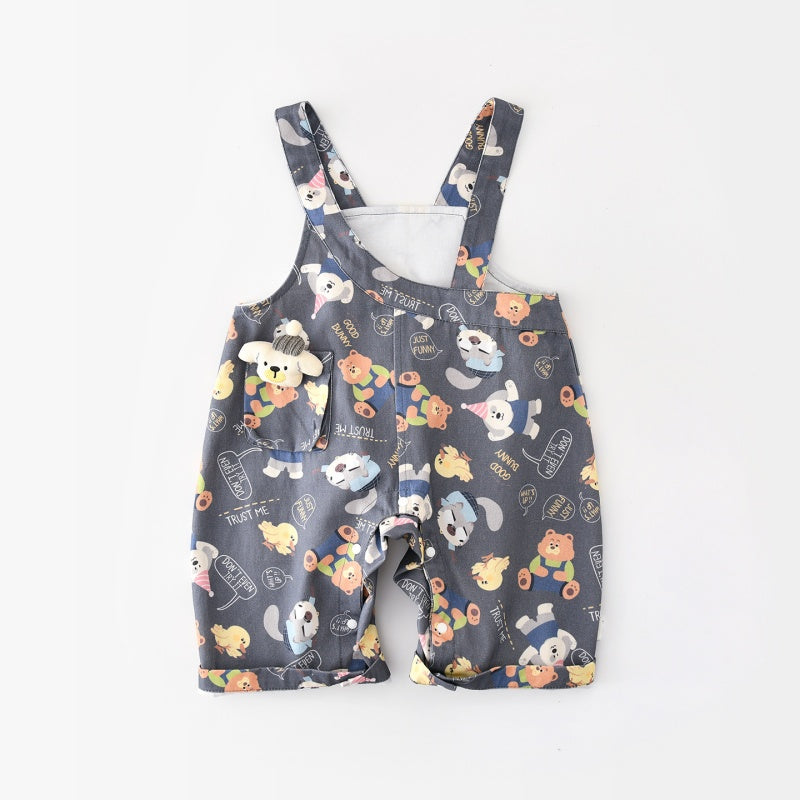 【BABY&KID】いぬ総柄サロペット、いぬ長袖トップスSK107814