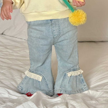 【BABY&KID】レース襟カートゥーンスウェット、デニムパンツSK104313