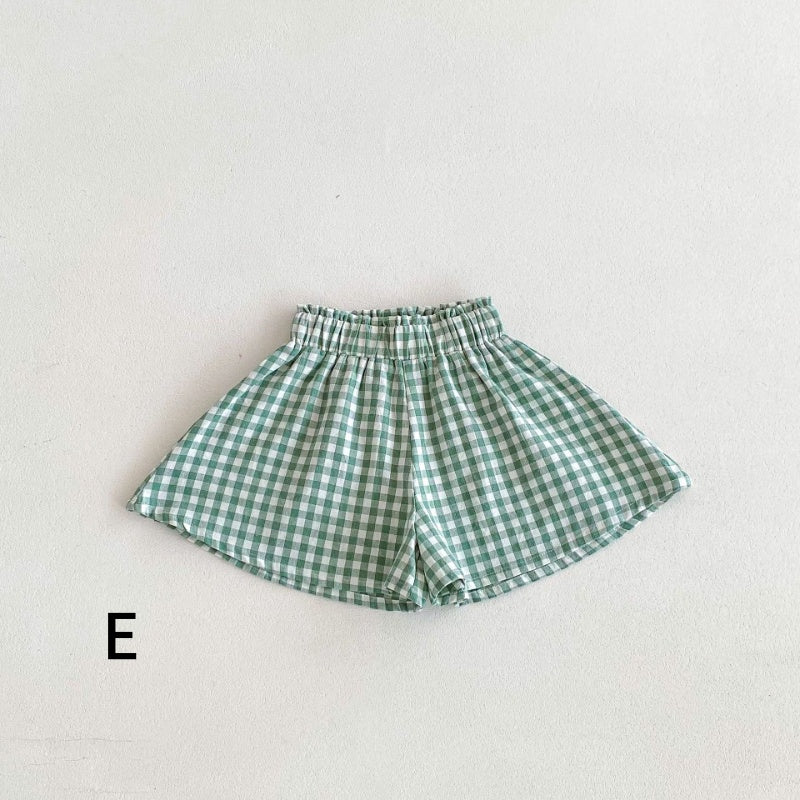 【BABY&KID】夏新作 フリル袖Tシャツ、チェックショートパンツSK091219