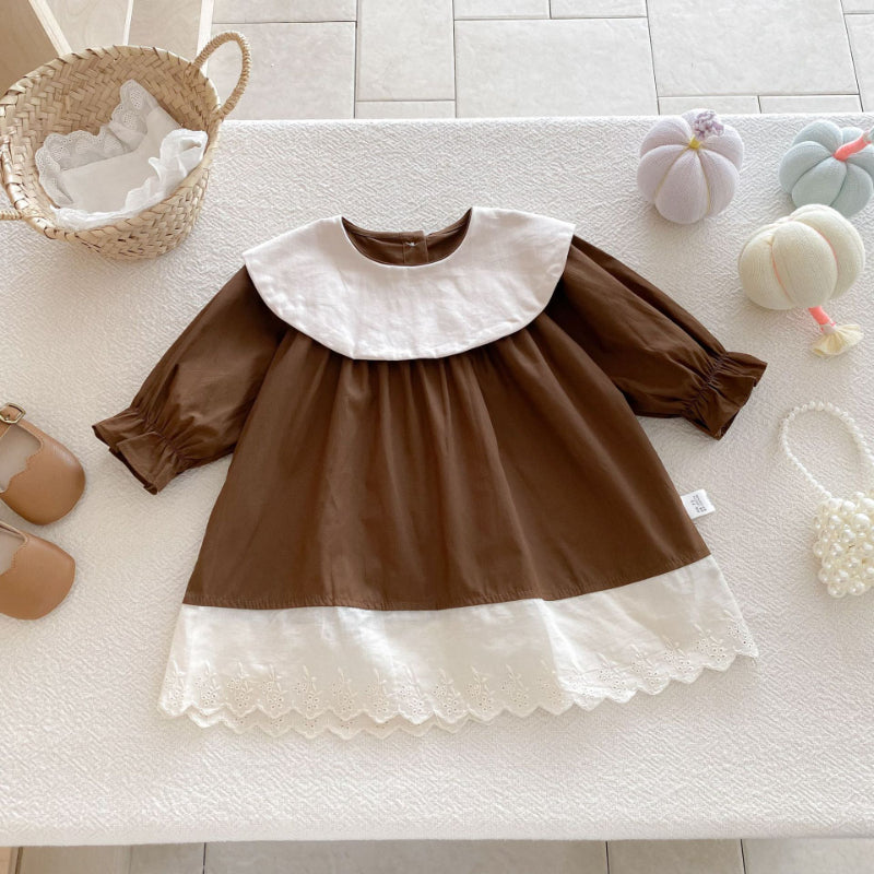 【BABY】長袖クルーネックロンパース、ワンピースSK100124