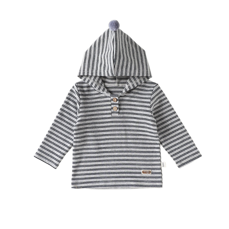 【BABY&KID】ボーダーフード長袖トップスSK102326