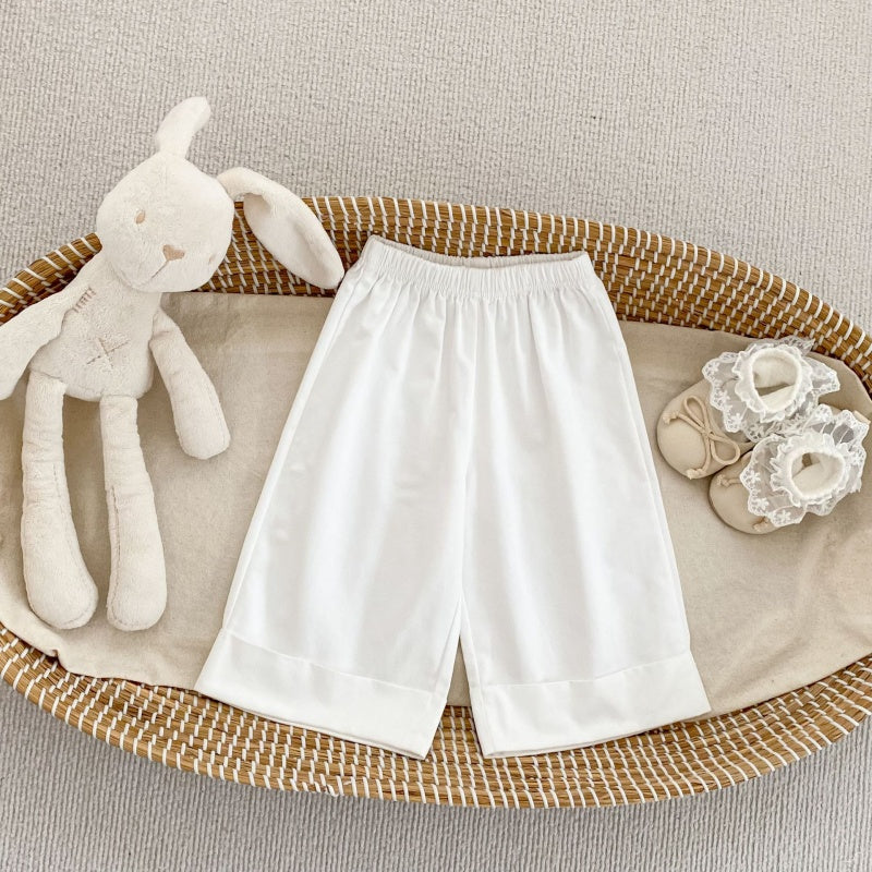 【BABY&KID】夏新作フリル襟チェックシャツ、無地ワイドパンツSK106401
