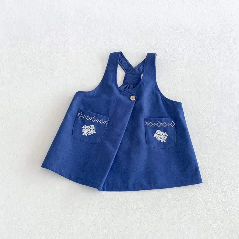 【BABY&KID】小花柄シャツ、刺繍ジャンパースカートSK107210