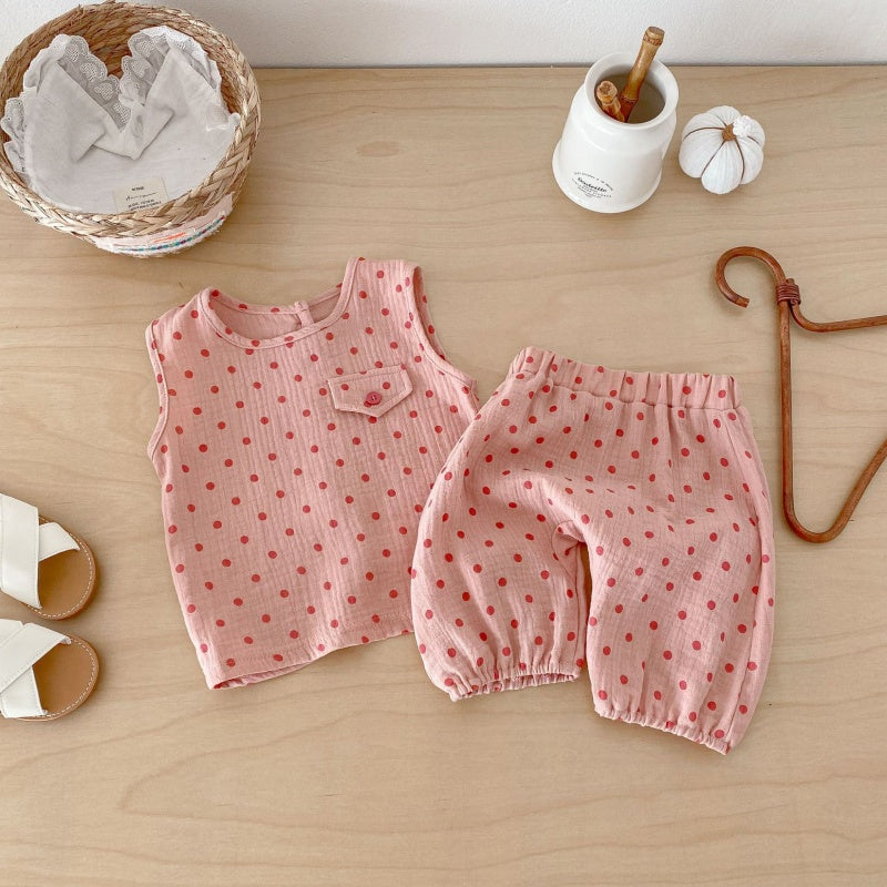 【BABY&KID】夏新作シンプルドットセットアップSK104620