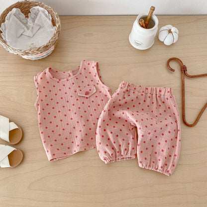 【BABY&KID】夏新作シンプルドットセットアップSK104620