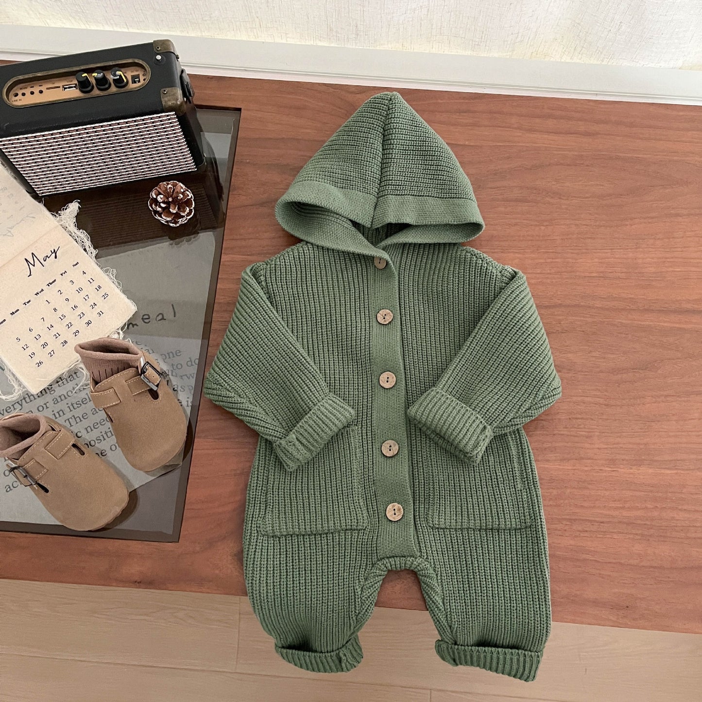 【BABY】大きめポケットニットフードカバーオールSK102631