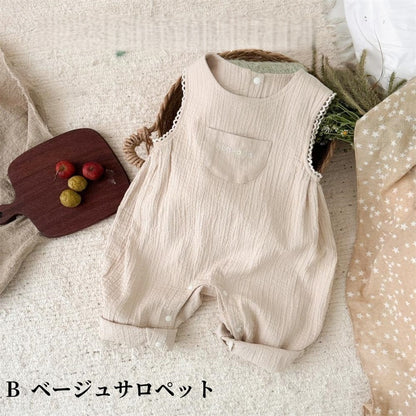 【BABY】やわらかギャザーサロペット、フリル襟ブラウスSK104305