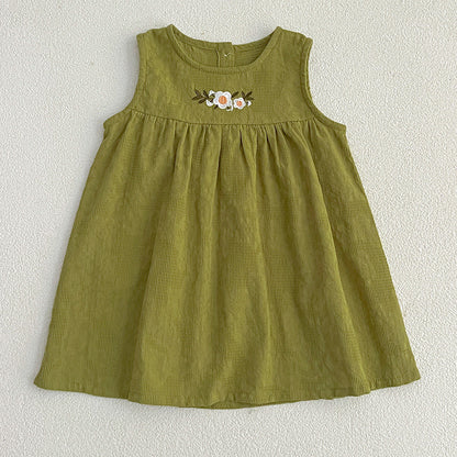 【姉妹服】夏新作 フラワー刺繍ノースリーブロンパース、ワンピースSK081625