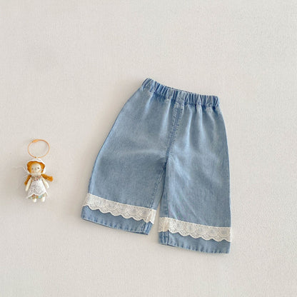【BABY&KID】夏新作小花柄レースフリルシャツ、パンツSK105022
