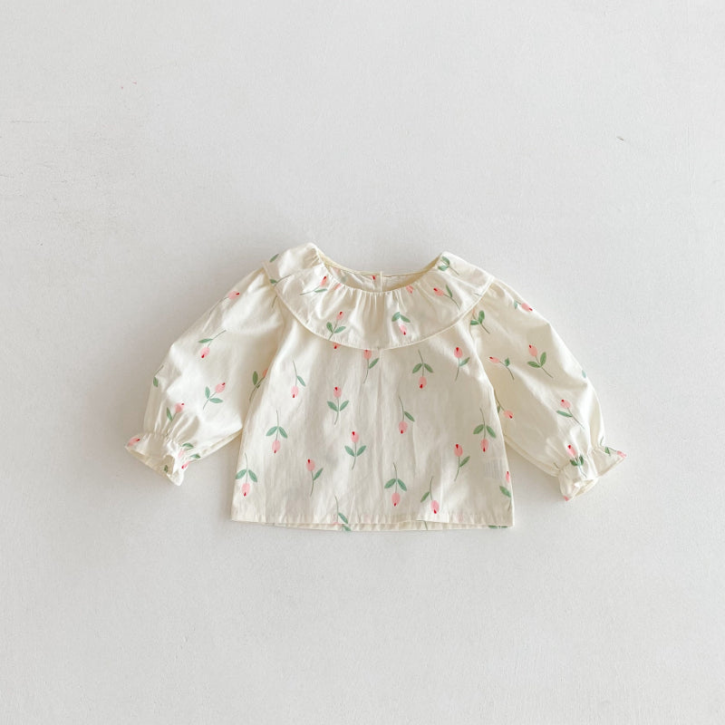 【BABY】花柄トップス、花刺繍サロペットパンツSK092318