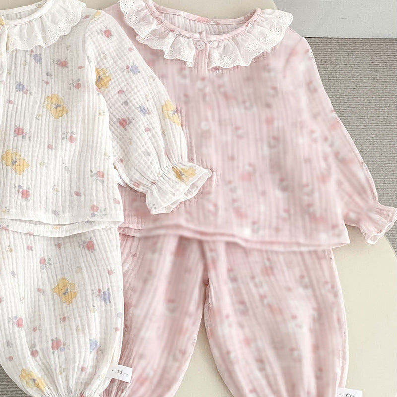 【BABY&KID】二重ガーゼフリル襟セットアップSK092830
