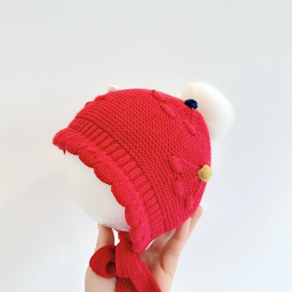 【HAT】波型ポンポンニット帽子SK101607