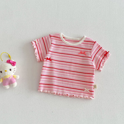 【BABY&KID】夏新作 配色ボーダーTシャツSK105101