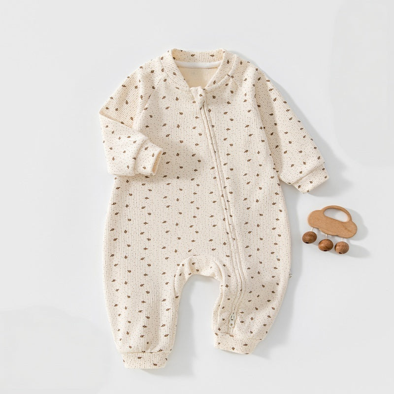 【BABY】総柄斜めファスナーカバーオールSK107523