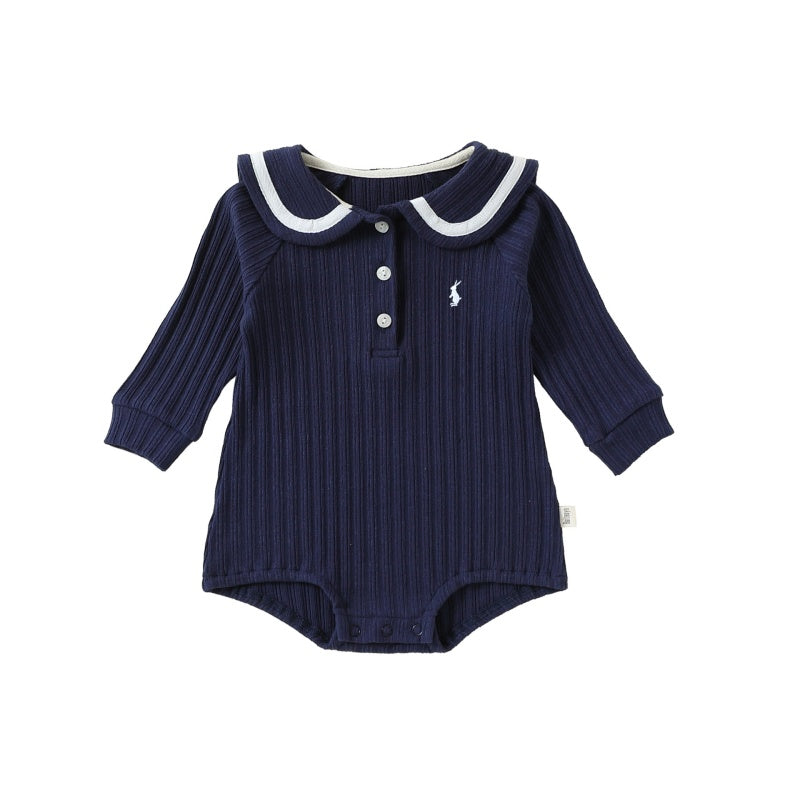 【BABY】北欧風スクール風リブロンパースSK107109