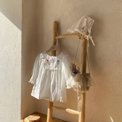 【BABY】花刺繍ワンピース&帽子SK101538