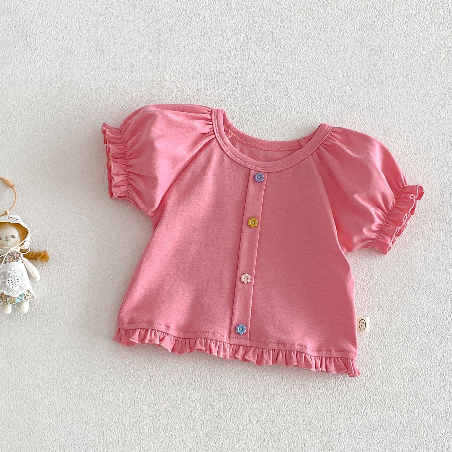 【BABY&KID】夏新作 スウィートパフスリーブTシャツSK105106