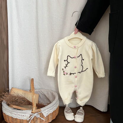 【BABY&KID】韓国風刺繍ニットロンパース、カーディガンSK101835