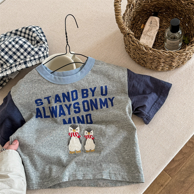 【BABY&KID】夏新作 ペンギン刺繍TシャツSK091622