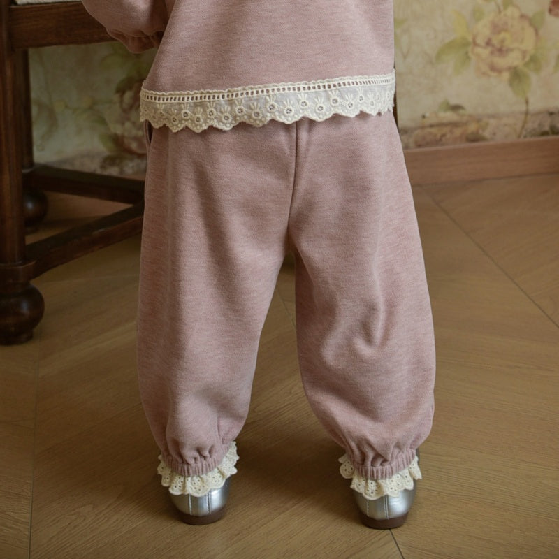 【BABY&KID】北欧風長袖レースカーディガン＆レースパンツSK101335