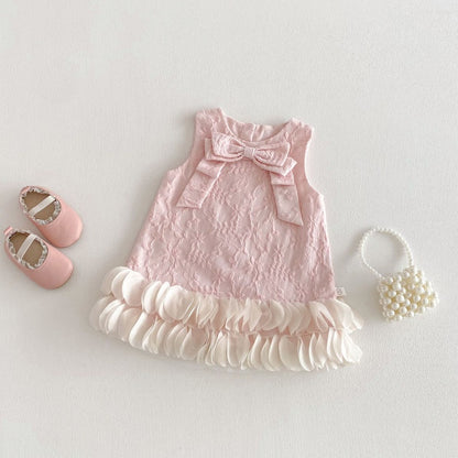 【BABY&KID】ジャカード蝶結びノースリーブワンピースSK104319