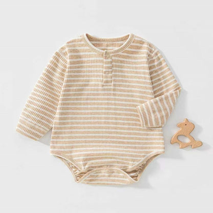 【BABY】北欧風ボーダーリブロンパースSK107115