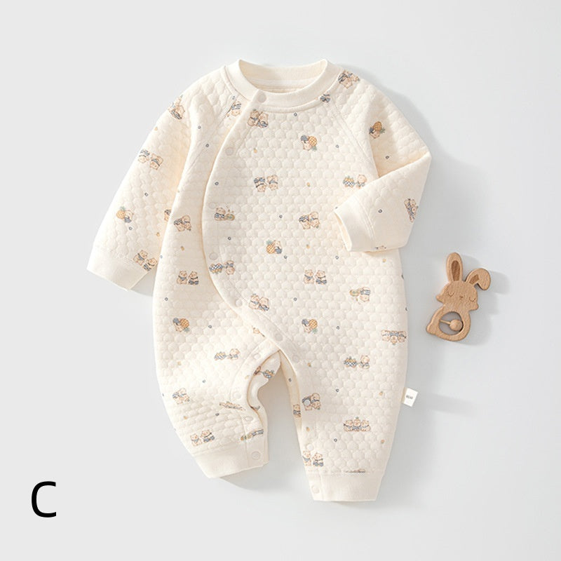 [BABY] New Winter All-Over Print Diagonal-Opening Quilted Coverall SK108220
