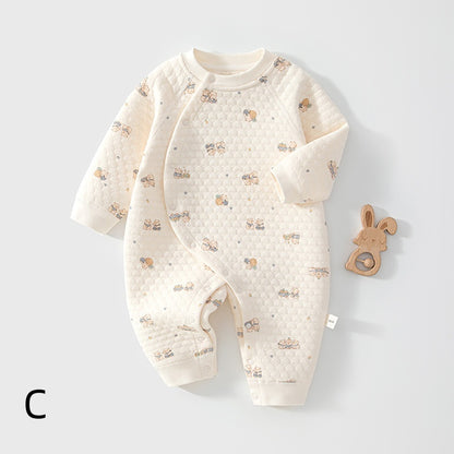 [BABY] New Winter All-Over Print Diagonal-Opening Quilted Coverall SK108220