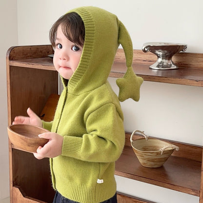 【BABY&KID】冬新作星柄とんがり帽子ニットカーディガンSK107701