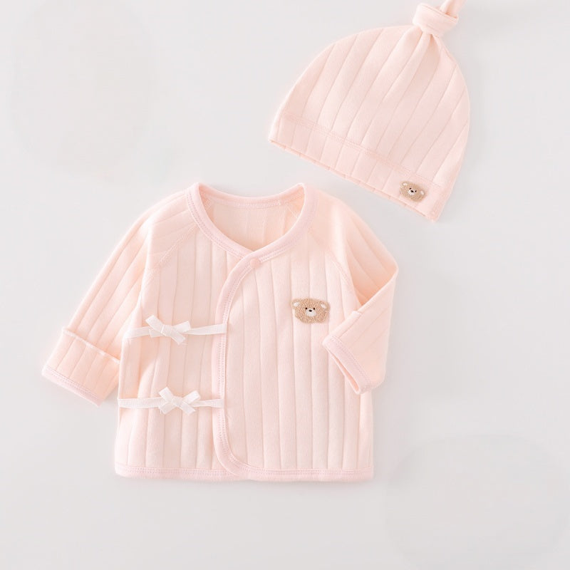 【BABY】くまワッペン短肌着＆帽子SK107504
