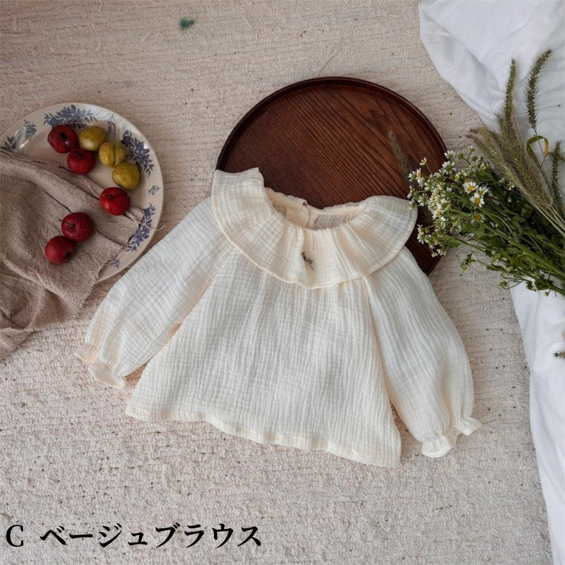 【BABY】やわらかギャザーサロペット、フリル襟ブラウスSK104305