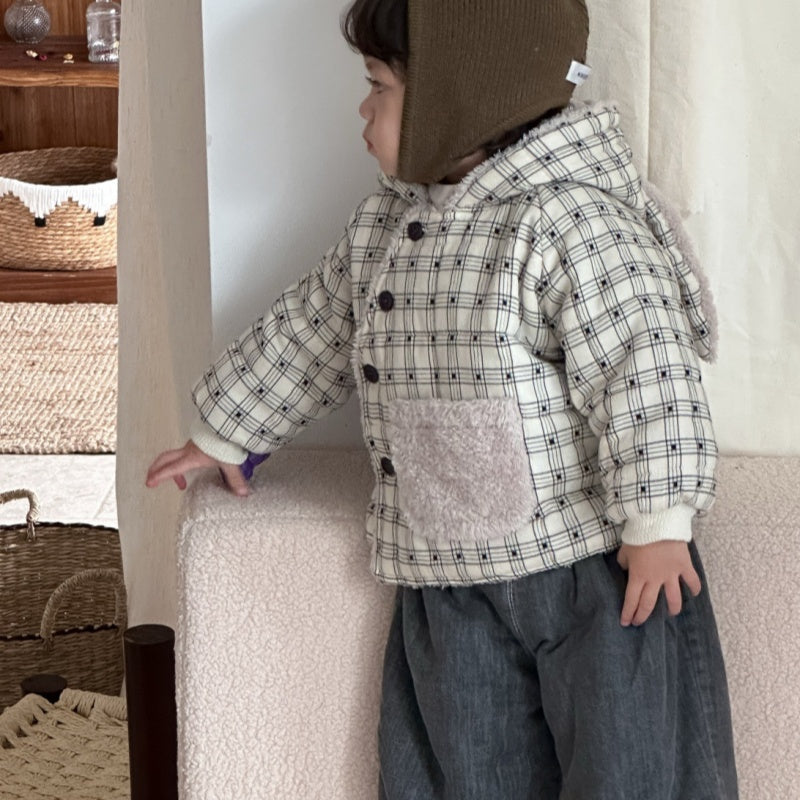 【BABY&KID】冬新作チェックフード付きジャケットSK103126
