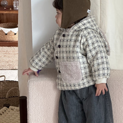 【BABY&KID】冬新作チェックフード付きジャケットSK103126