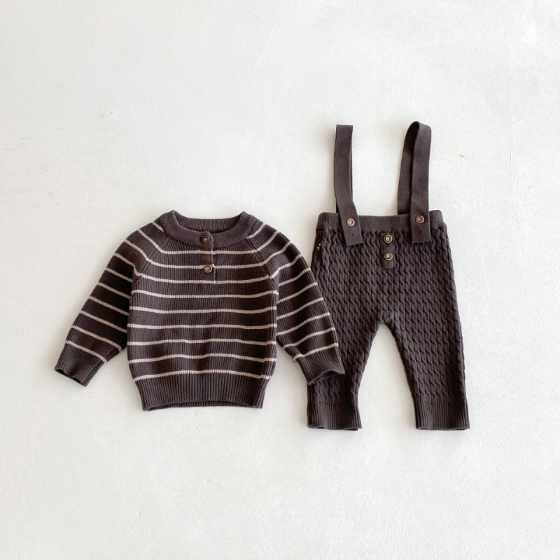 【BABY】ニットセーター＆サロペットセットSK092408