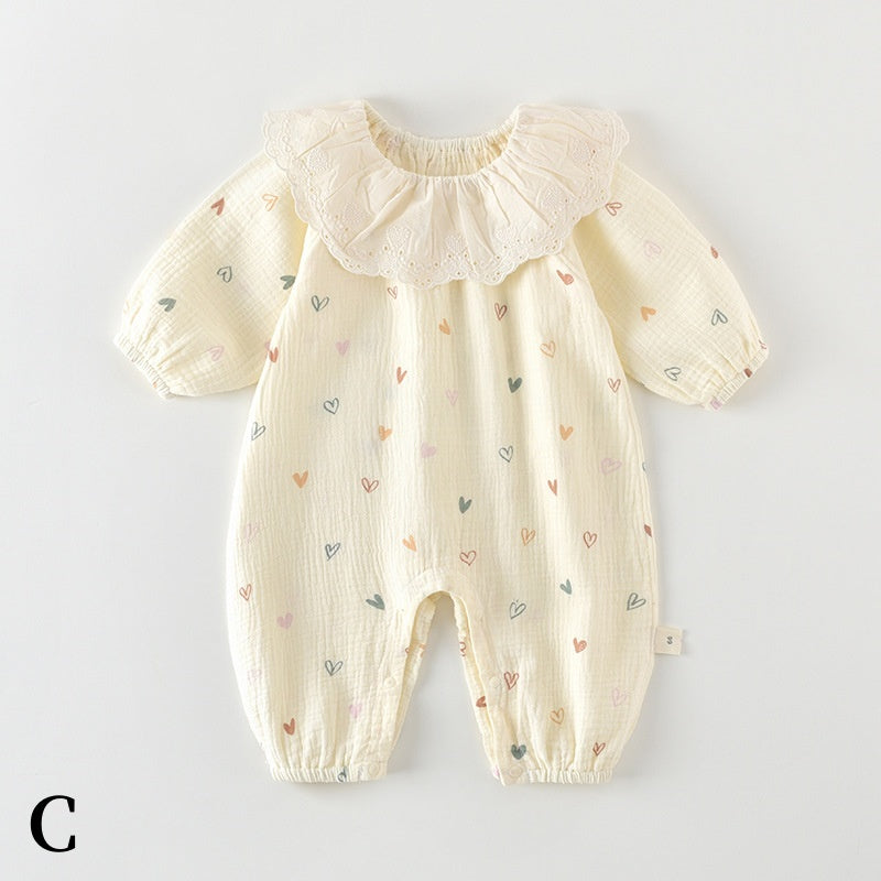 【BABY】レース襟小花柄綿カバーオールSK104903
