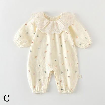 【BABY】レース襟小花柄綿カバーオールSK104903