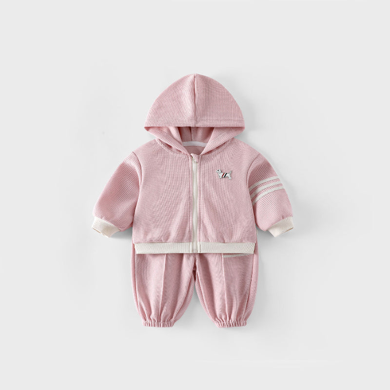 【BABY&KID】犬ワッペンワッフルセットアップSK100314