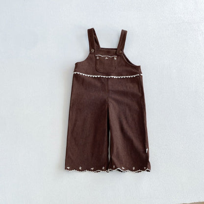 【BABY&KID】パフスリーブシャツ、刺繍サロペット、フレアパンツSK107213