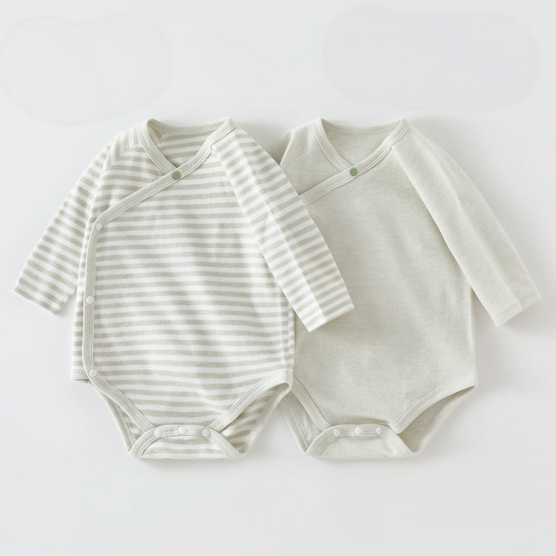【BABY】北欧風無地＆ボーダーロンパース2点セットSK108010
