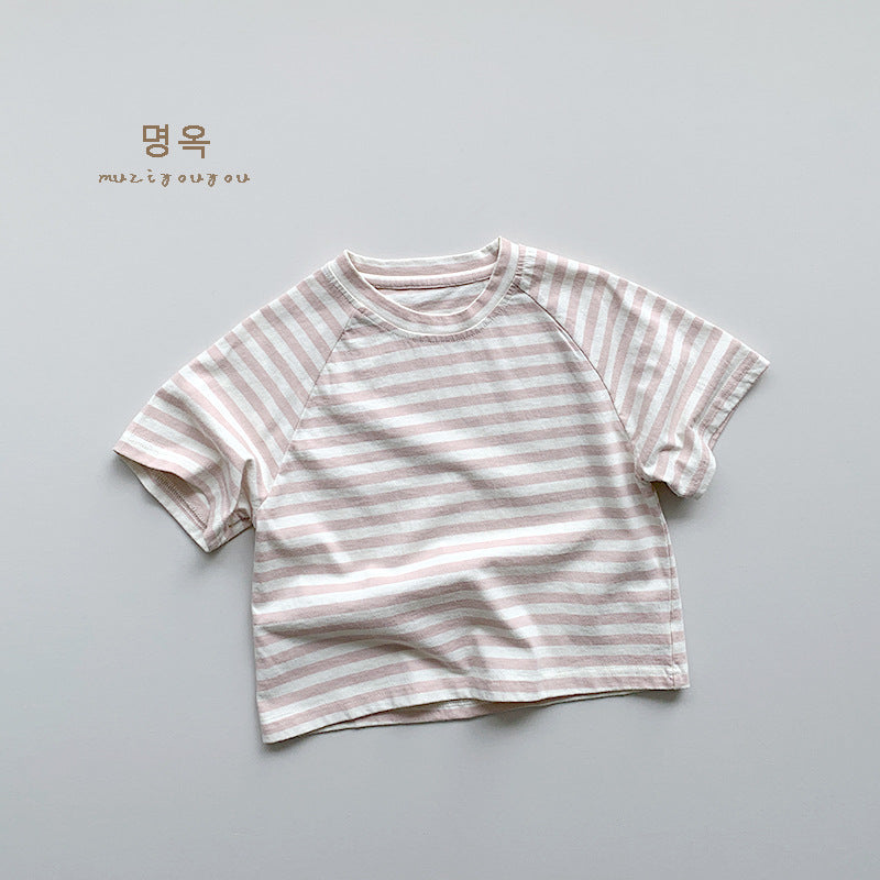 【BABY&KID】夏新作 マカロンカラーボーダーTシャツSK080810