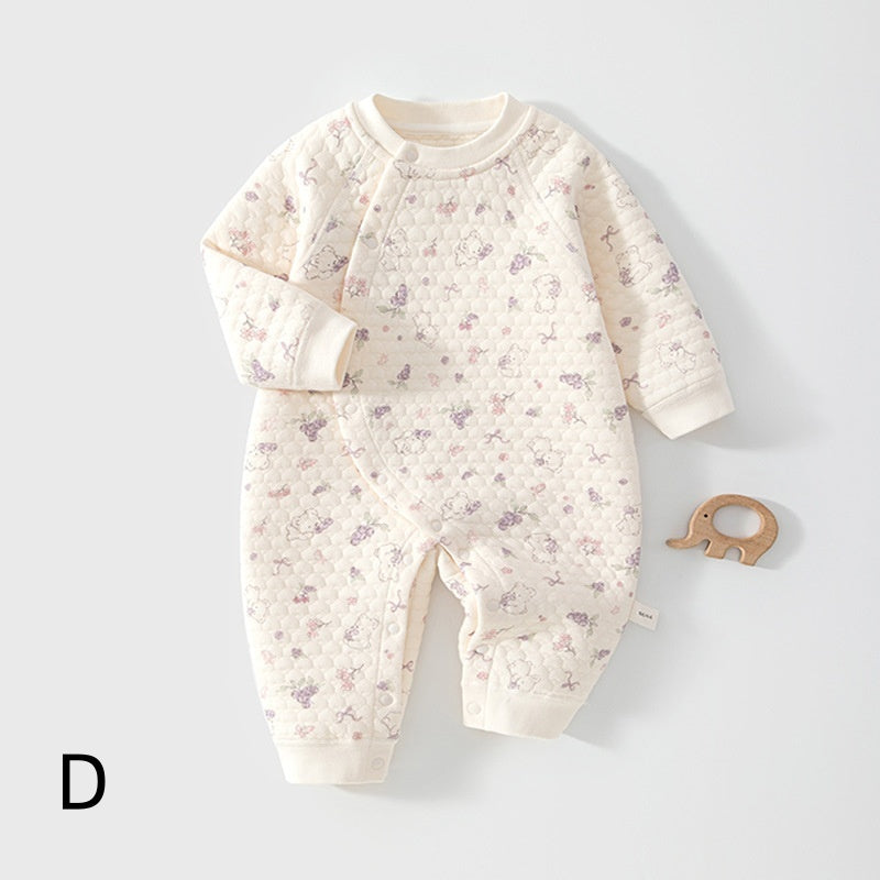 [BABY] New Winter All-Over Print Diagonal-Opening Quilted Coverall SK108220