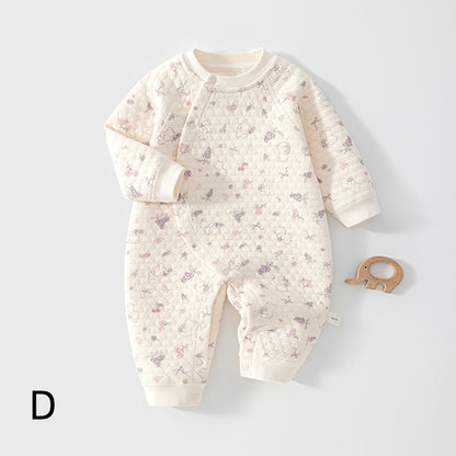 [BABY] New Winter All-Over Print Diagonal-Opening Quilted Coverall SK108220