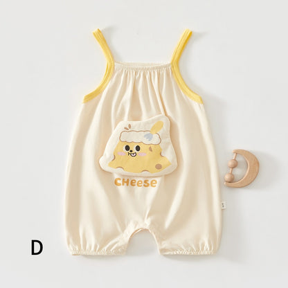 【BABY】夏新作 カートゥーン柄のサスペンダーロンパースSK091528