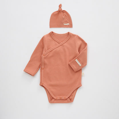 【BABY】北欧風コットンサイドボタンロンパース＆帽子SK102320