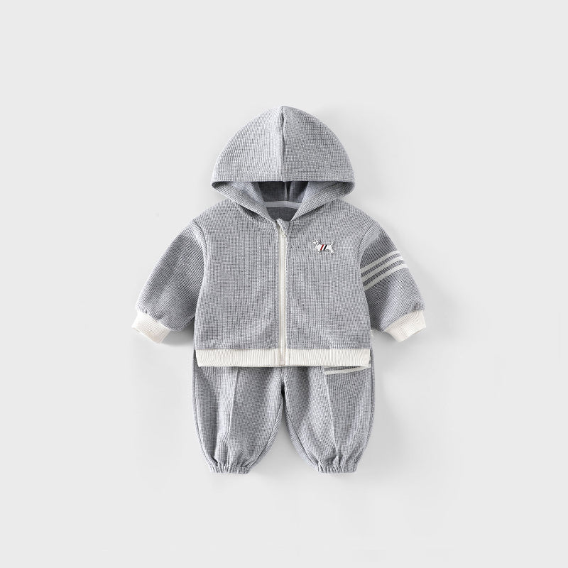 【BABY&KID】犬ワッペンワッフルセットアップSK100314