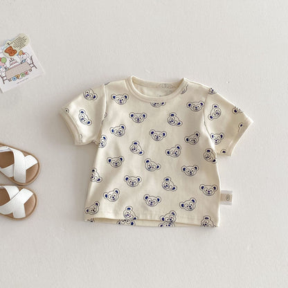 【BABY】夏新作  総柄カートゥーンロンパース、サロペット、ＴシャツSK061602