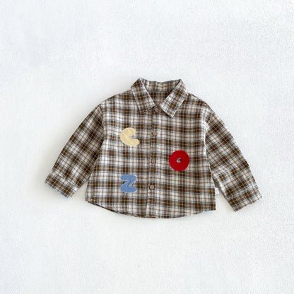 【BABY&KID】無地サロペット、ワッペンチェックシャツSK106613